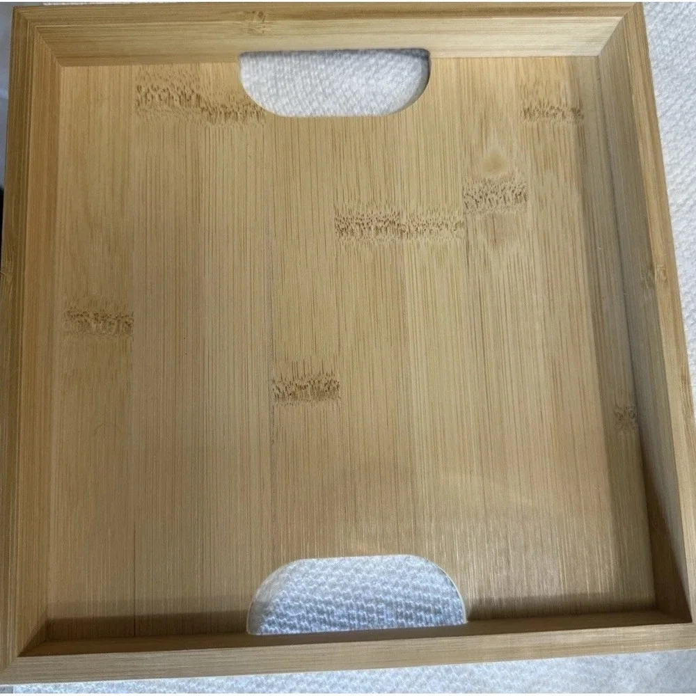 Bamboo Tray with Four Glass Dishes Square
